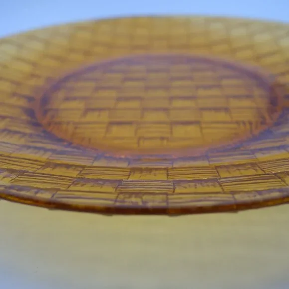 France Amber Color Glass Wicker Pattern 9 Inch Plate - Picture 6 of 8